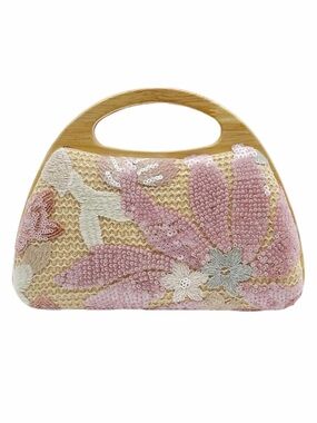 SUMMERTIME MUST HAVE- Pink Sequin Floral Wooden Bag